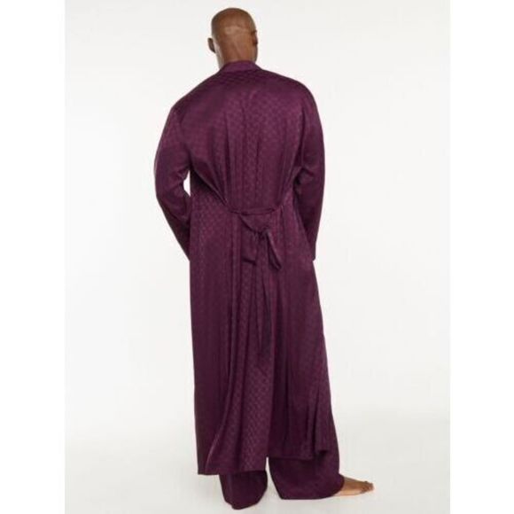 Savage X Fenty Men's Sz M Purple Logo Satin Ankle Grazing Long Robe $110+ - Picture 7 of 8